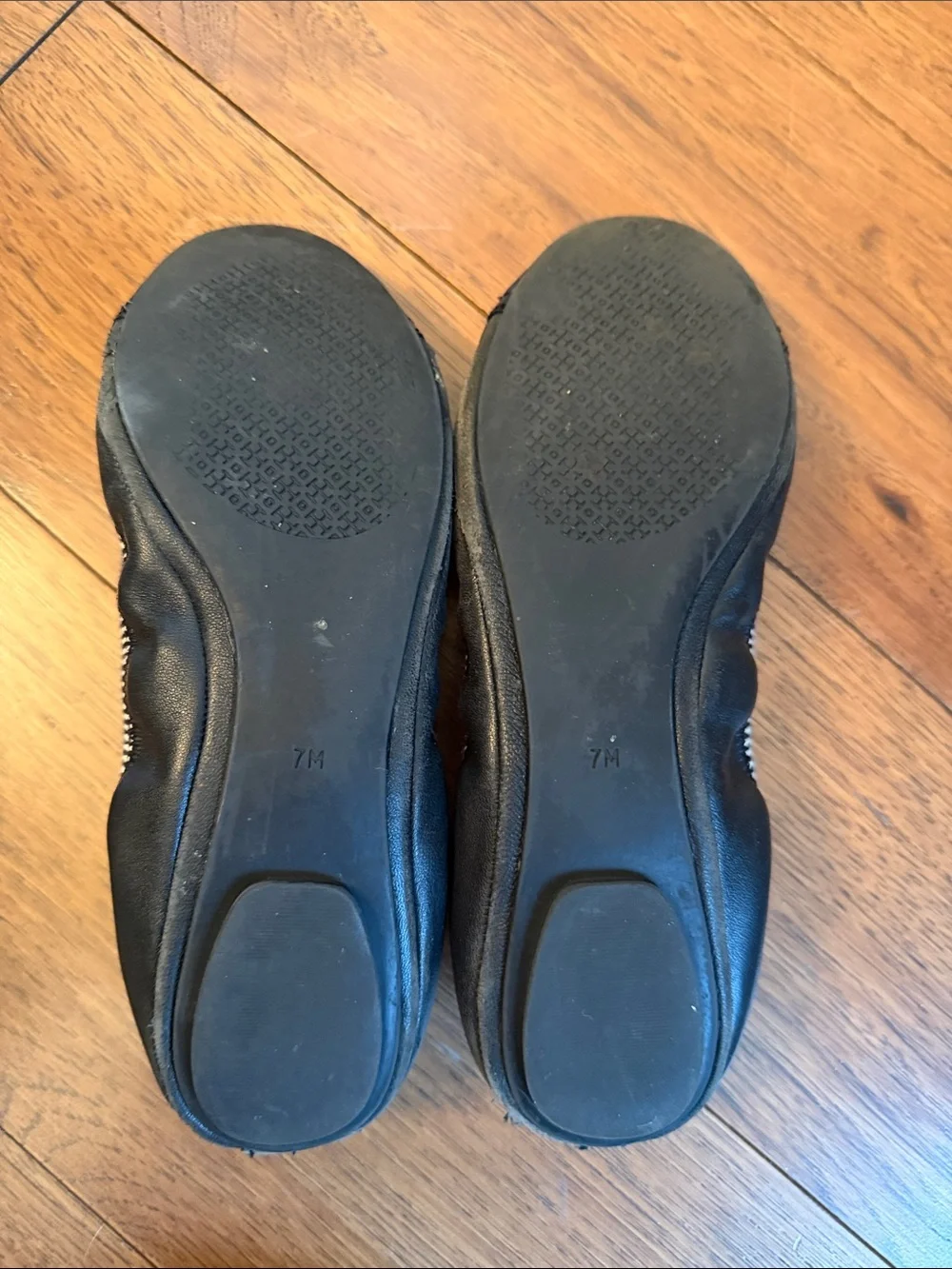 Authentic Tory Burch Black Logo Cap-Toe Ballet Flats